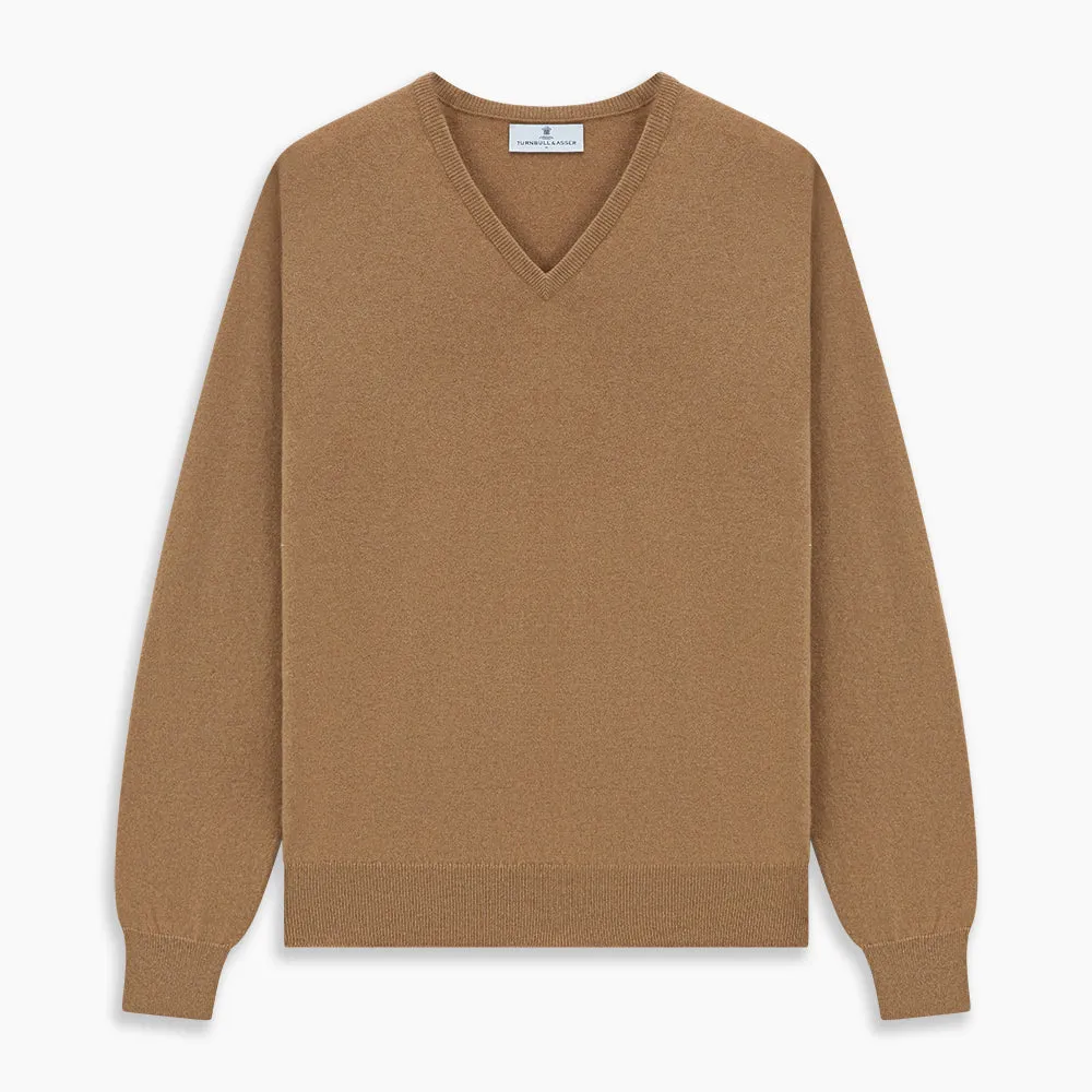 Natural V-Neck Cashmere Jumper