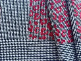 Obsidian & Cloud Hounds-Tooth with Carmine Leopard Spots Wool "Patchwork" (Made in Italy)