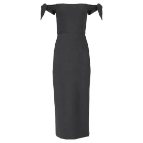 Off Shoulder Midi Dress With Tie