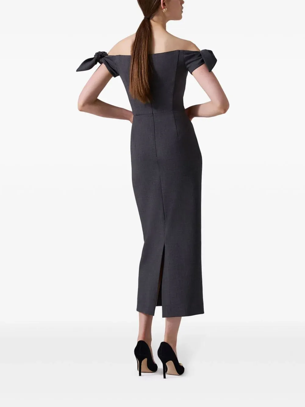 Off Shoulder Midi Dress With Tie