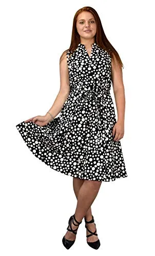 Peach Couture Blue Floral Vintage Retro Button Up Party Dress with Belt