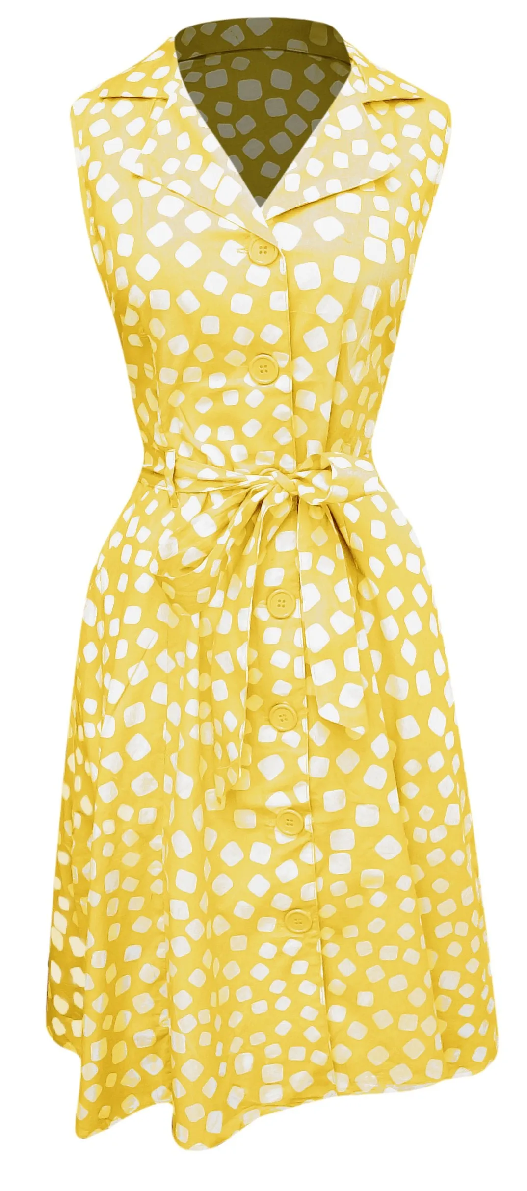 Peach Couture Blue Floral Vintage Retro Button Up Party Dress with Belt