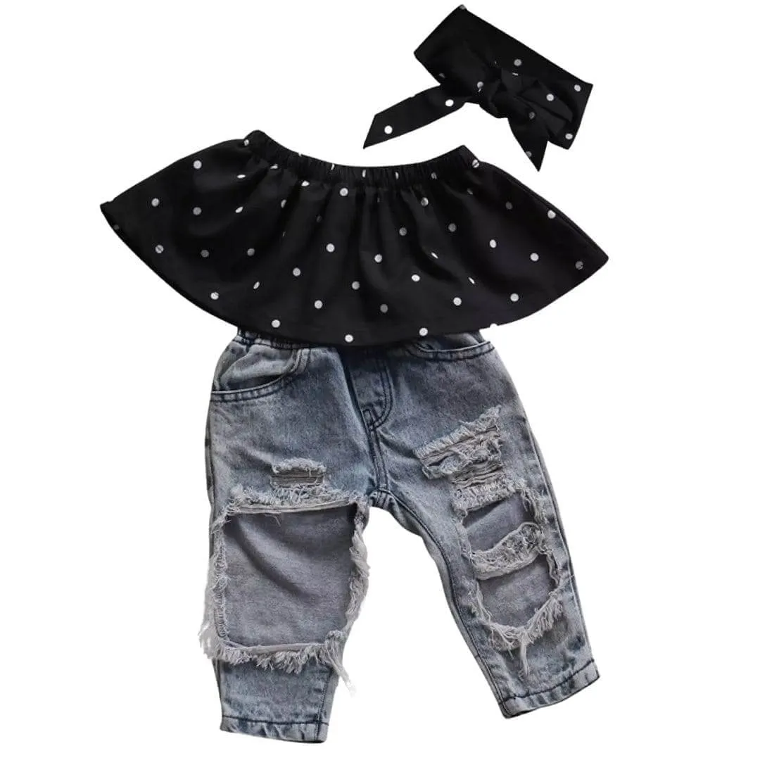 Polka Dot Denim Set