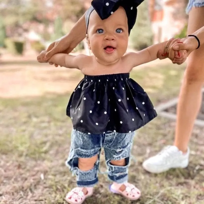 Polka Dot Denim Set