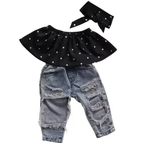 Polka Dot Denim Set