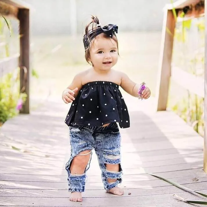 Polka Dot Denim Set