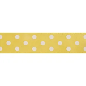 Polka Dot Ribbon: Lemon Yellow: 25mm wide. Price per metre.
