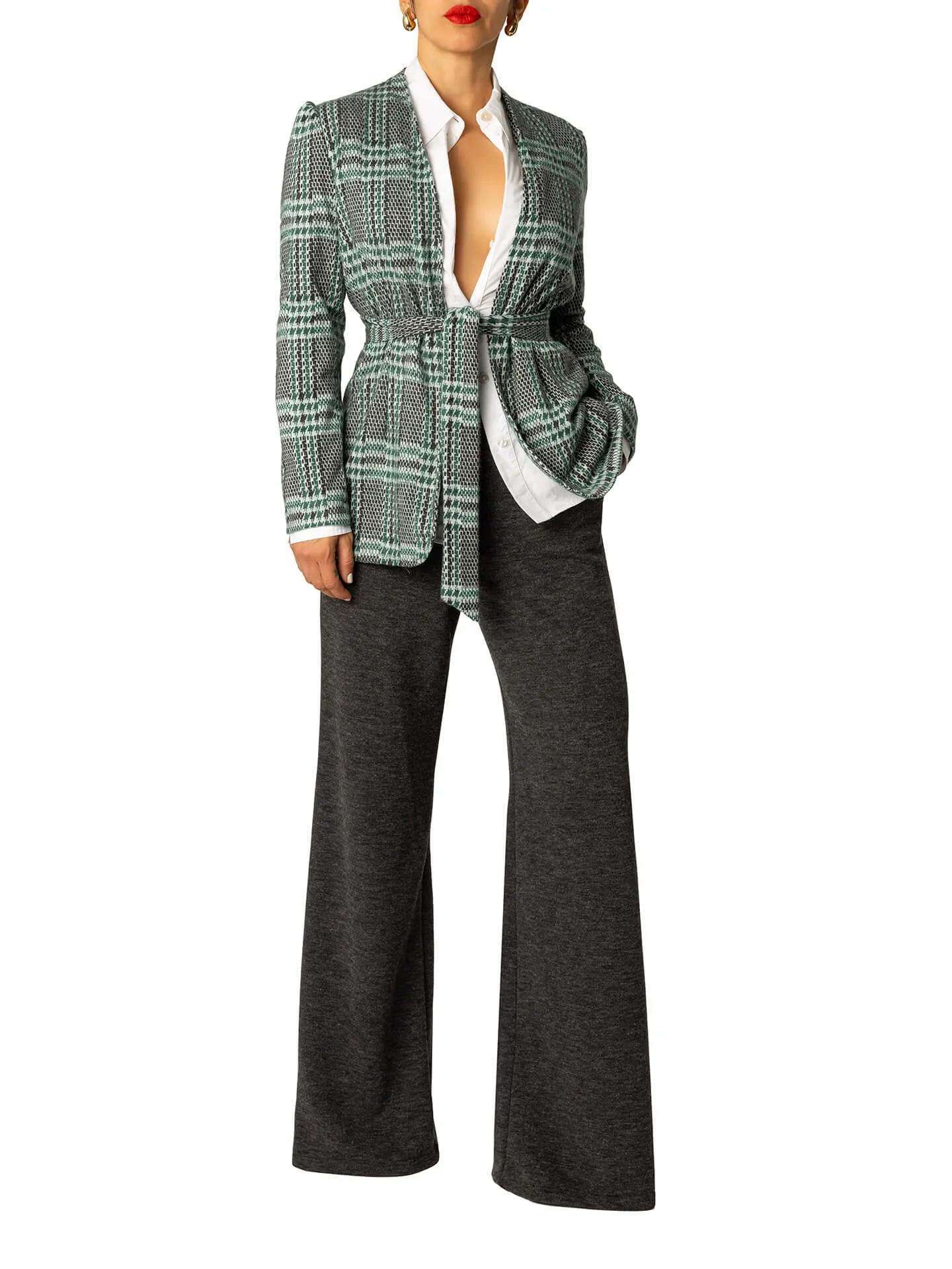 "Notre Dame" Unlined Green Brushed Plaid Blazer