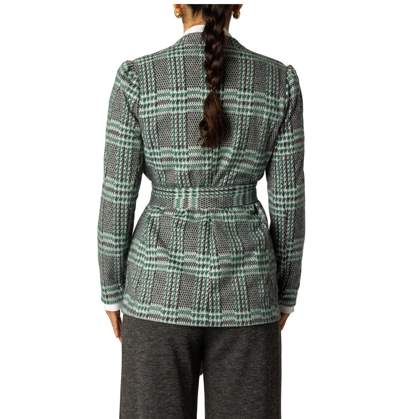 "Notre Dame" Unlined Green Brushed Plaid Blazer