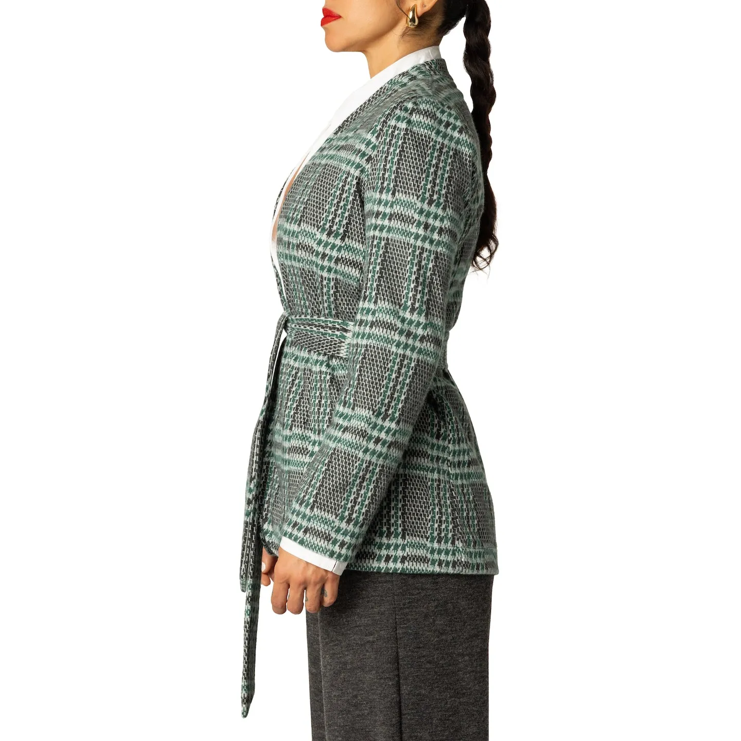 "Notre Dame" Unlined Green Brushed Plaid Blazer