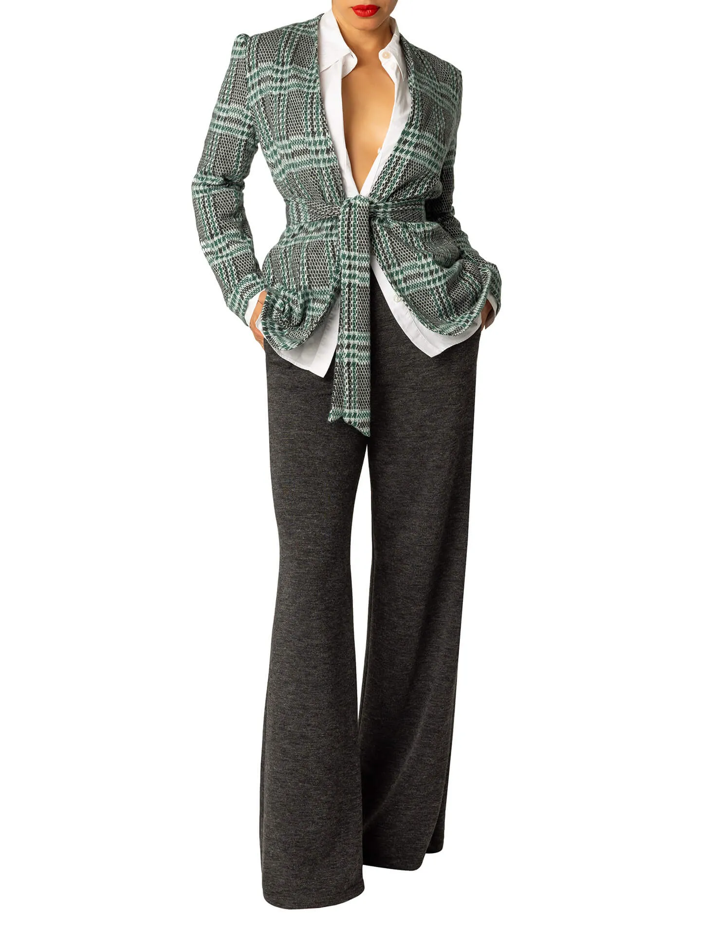 "Notre Dame" Unlined Green Brushed Plaid Blazer