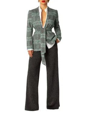 "Notre Dame" Unlined Green Brushed Plaid Blazer