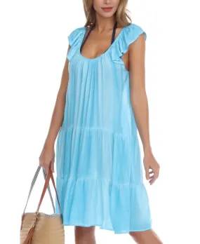 Raviya Women's Tiered Dress Cover Up Swimsuit Blue