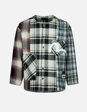 Raw Edge Patchwork Loose Fit Shirt
