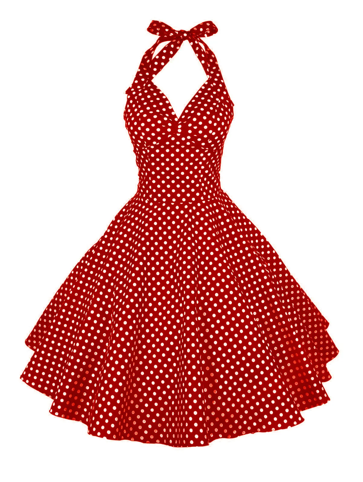 Retro Dots Halter Backless Lace-up Slim-fit Dresses