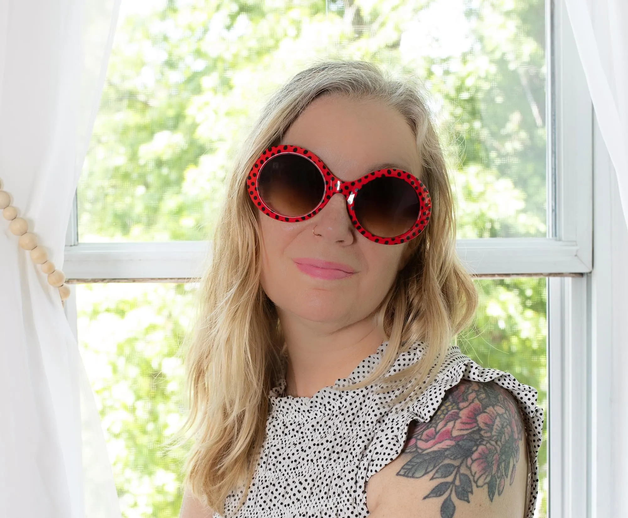 Retro Rock Red Polkadot Costume Sunglasses Adult