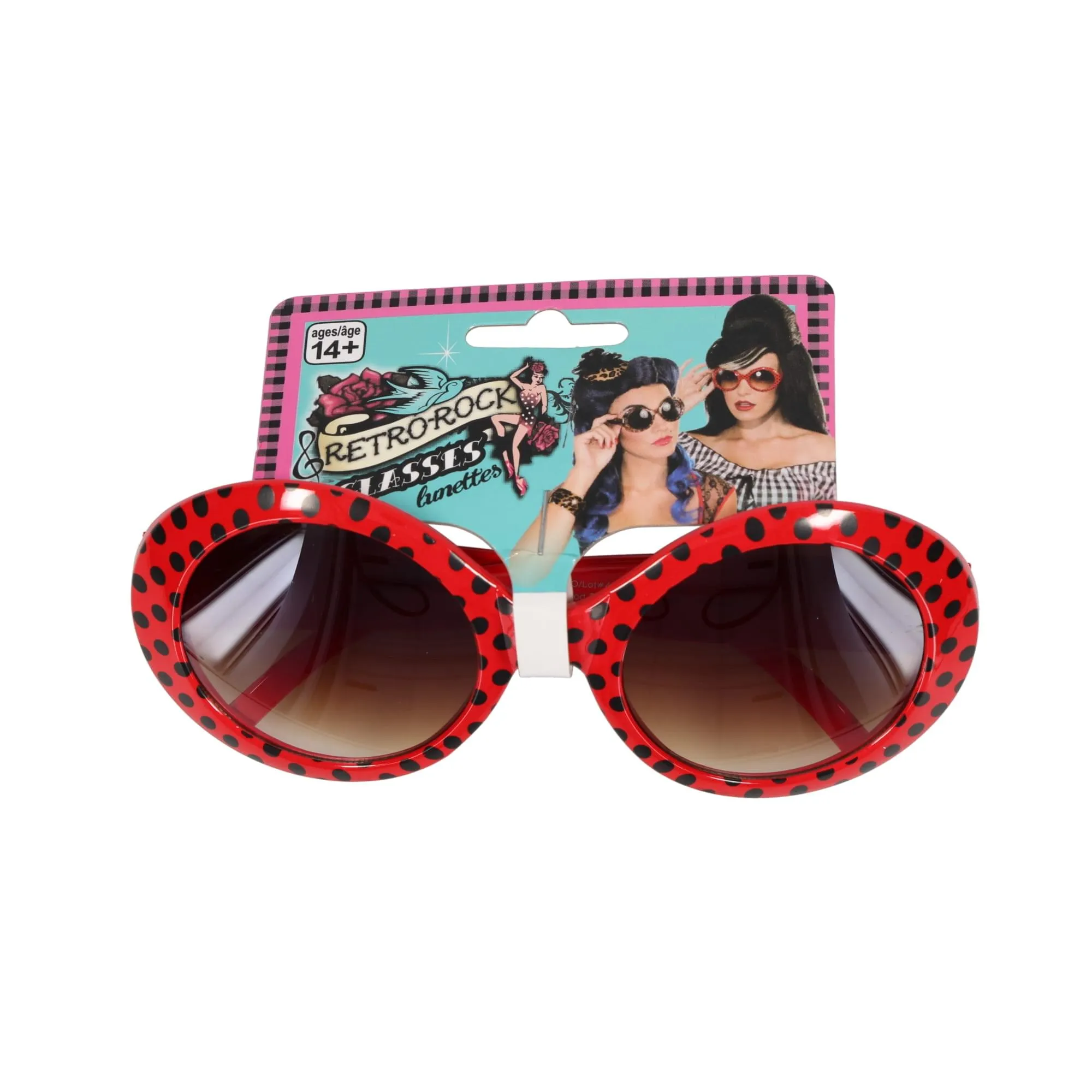 Retro Rock Red Polkadot Costume Sunglasses Adult