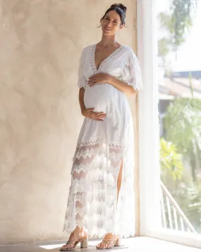 Roxy Lace Baby Shower Dress - White