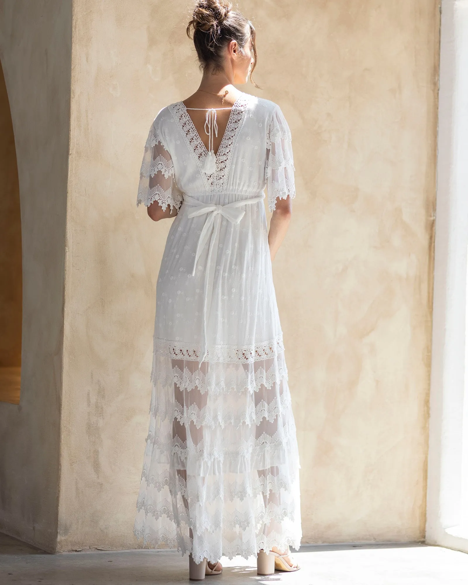 Roxy Lace Baby Shower Dress - White