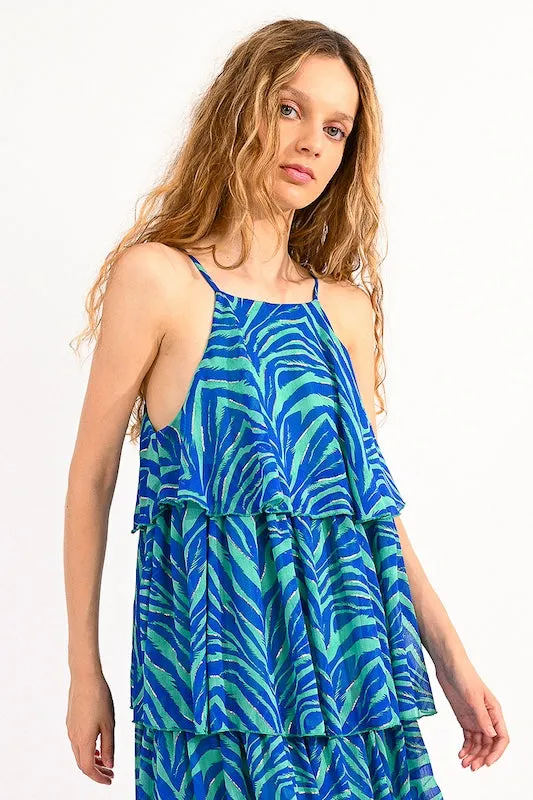 Ruffle Tiered Halter Dress