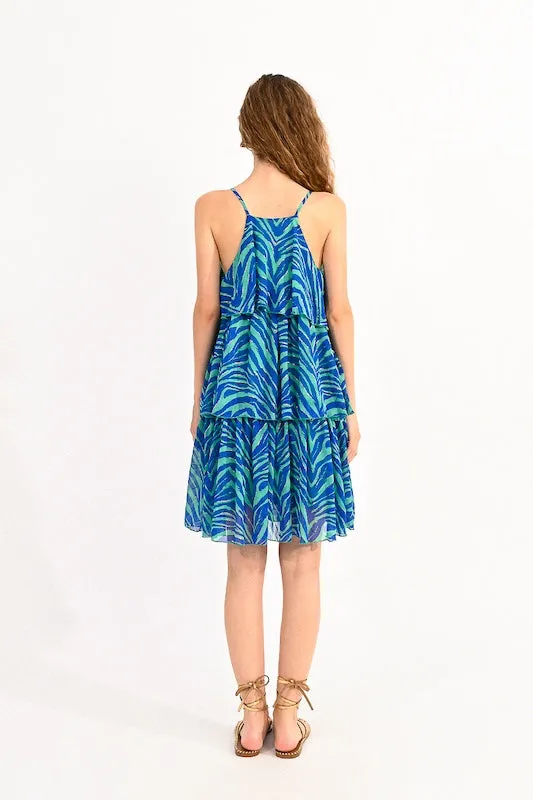 Ruffle Tiered Halter Dress