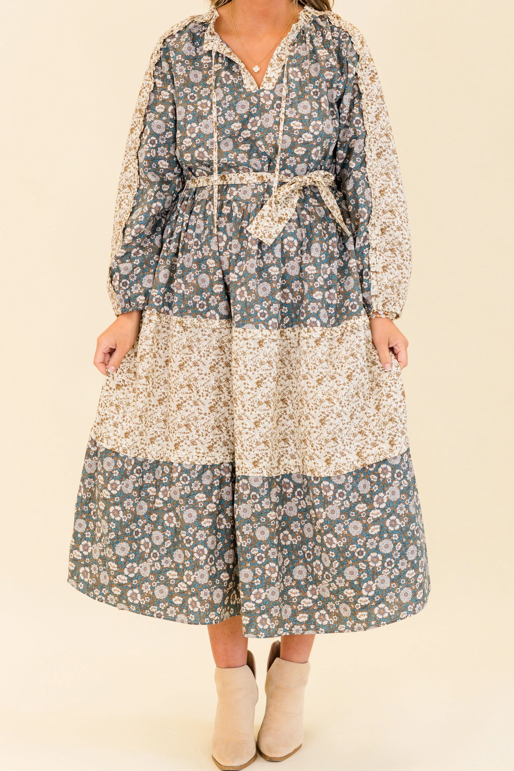 Runway With Me Maxi Dress, Olive Multi