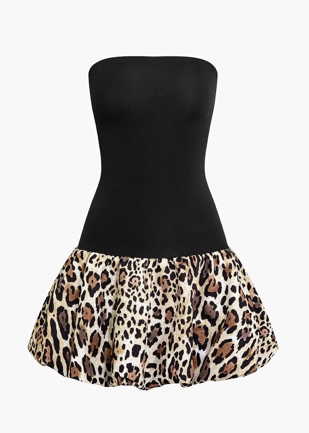Ruzanna Leopard Print Puffy Hem Dress