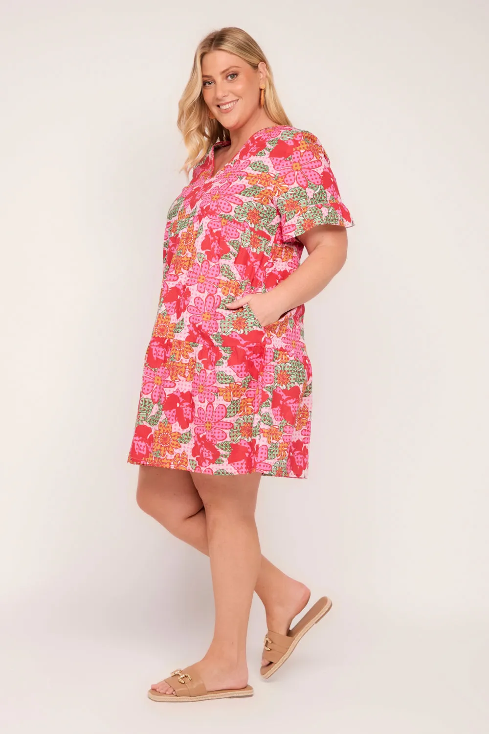 Sabrina Short Dress in Cherry Checkers