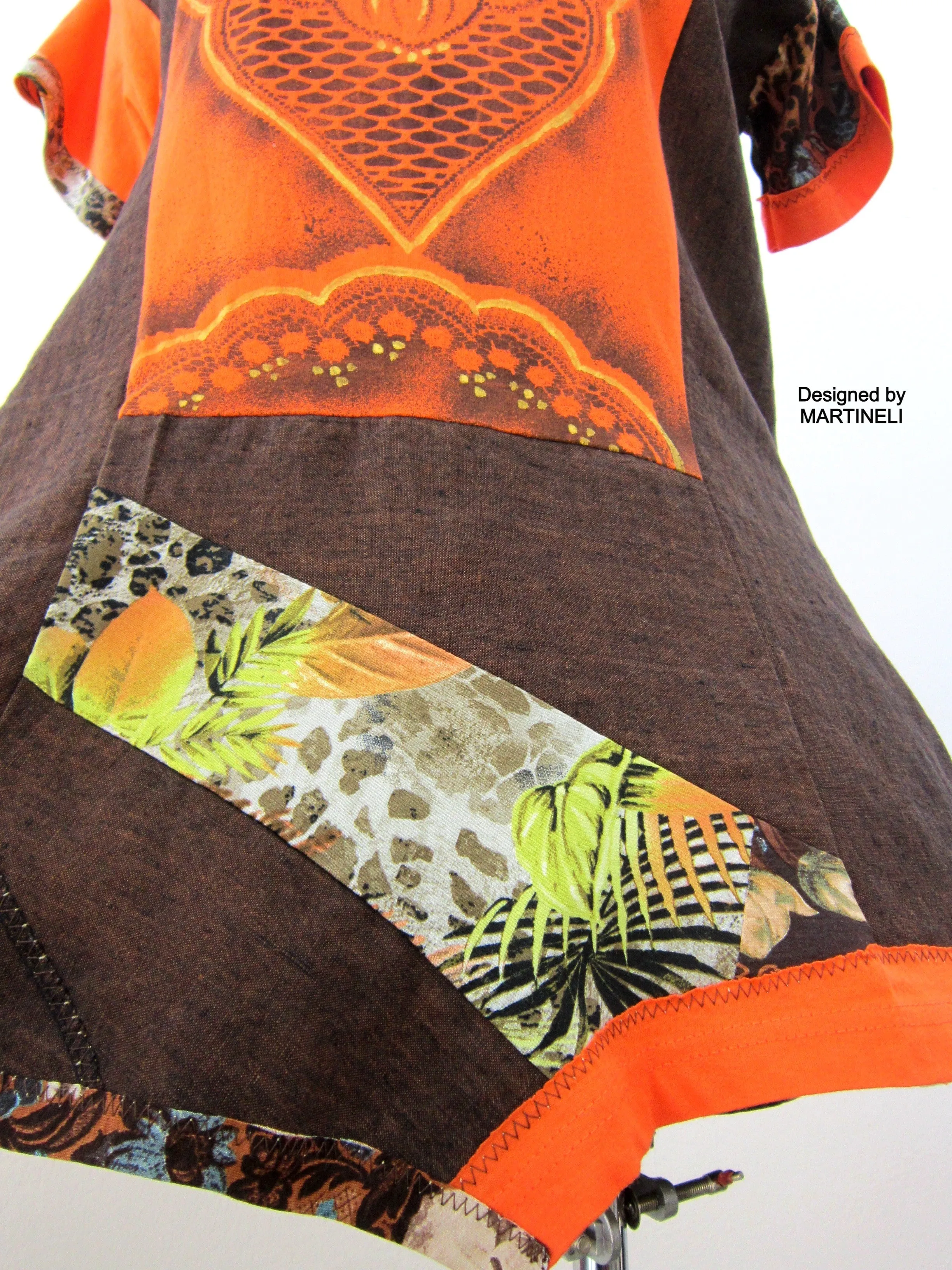 Short Orange Dress,M/L Summer Linen Tunic Top for Women