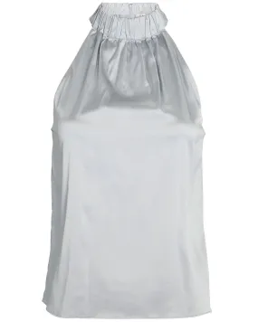 Silver Shirred Halter Top