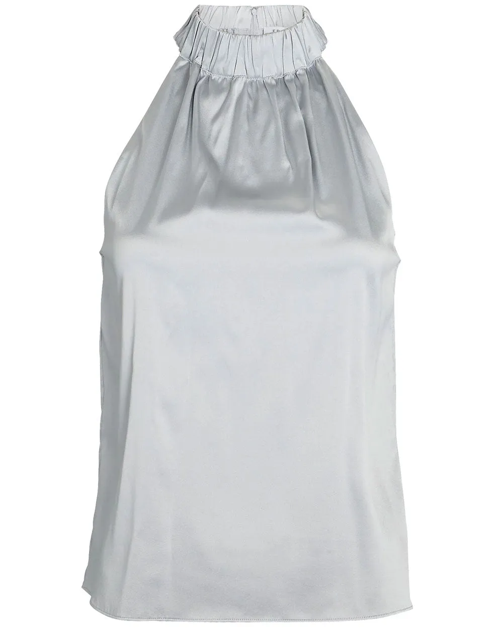Silver Shirred Halter Top