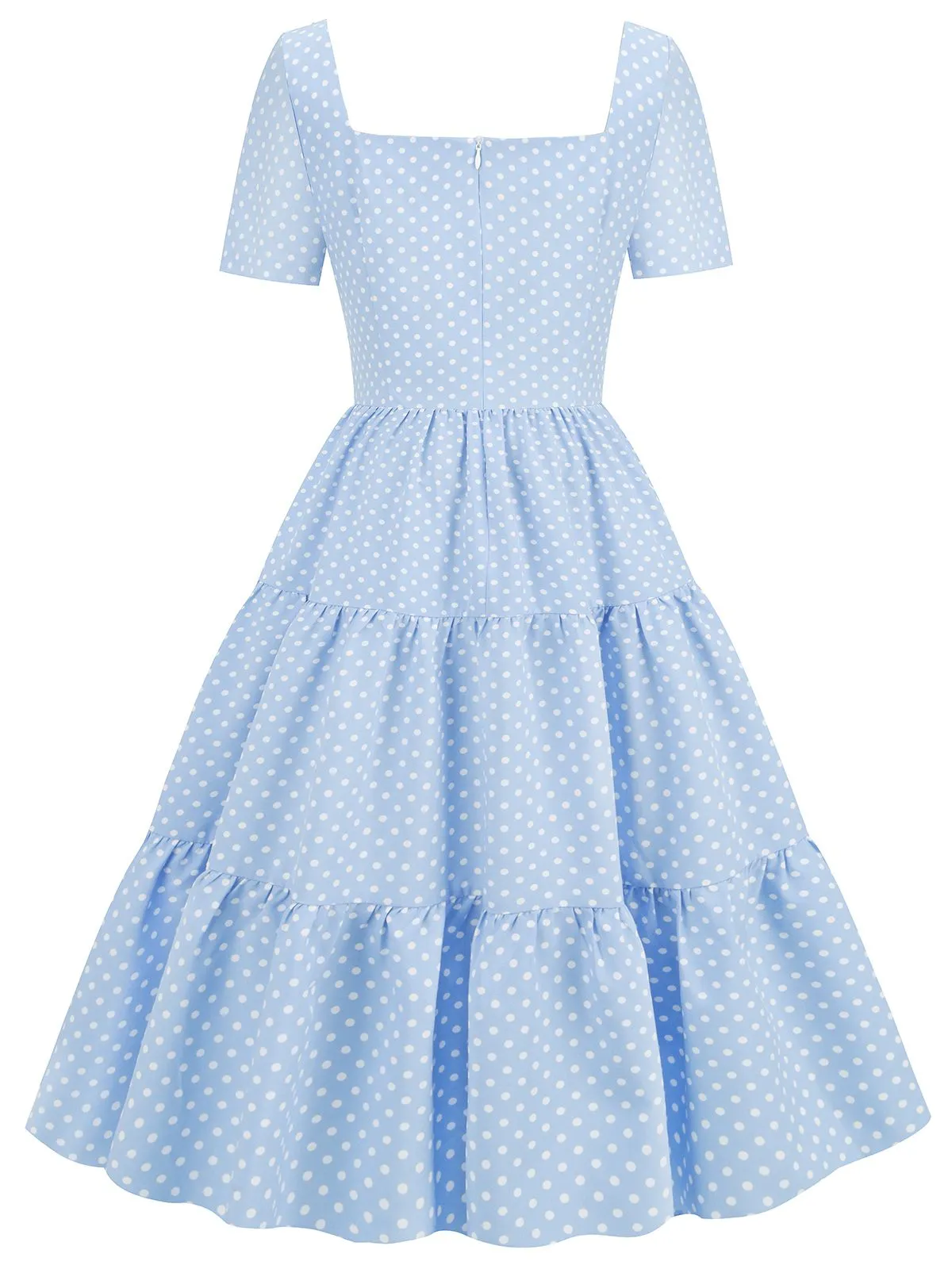 Sky Blue 1950s Polka Dot Swing Dress