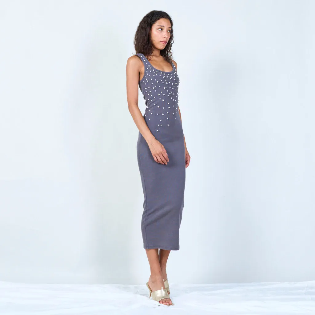 Sleek sleeveless bodycon dress with embellishments wholesale
