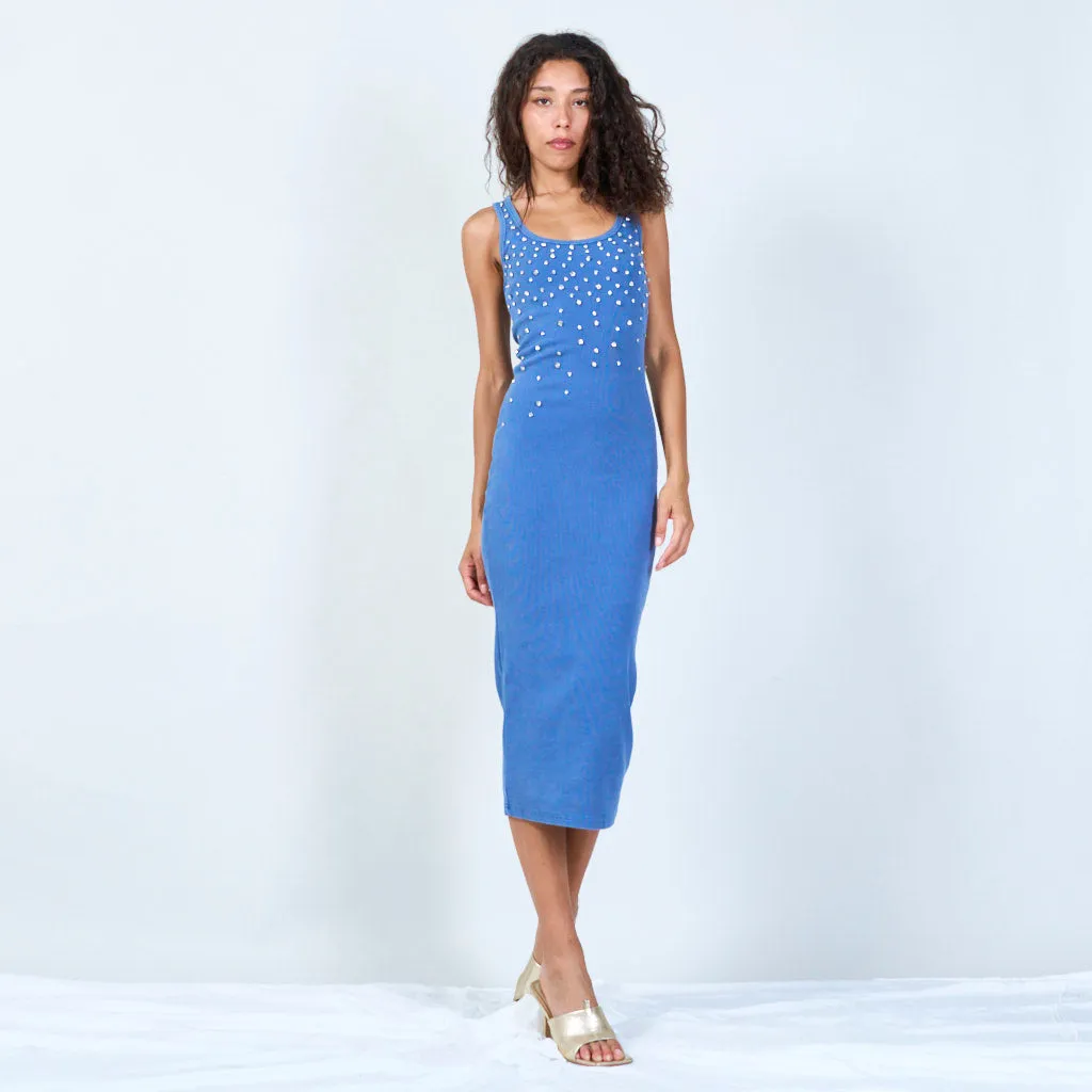 Sleek sleeveless bodycon dress with embellishments wholesale