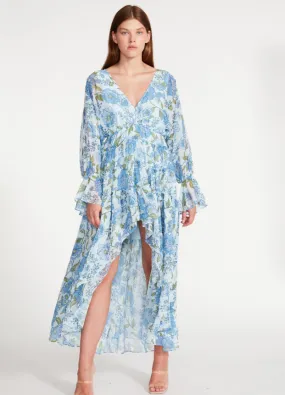 Sol Blue Open Slit Midi Dress
