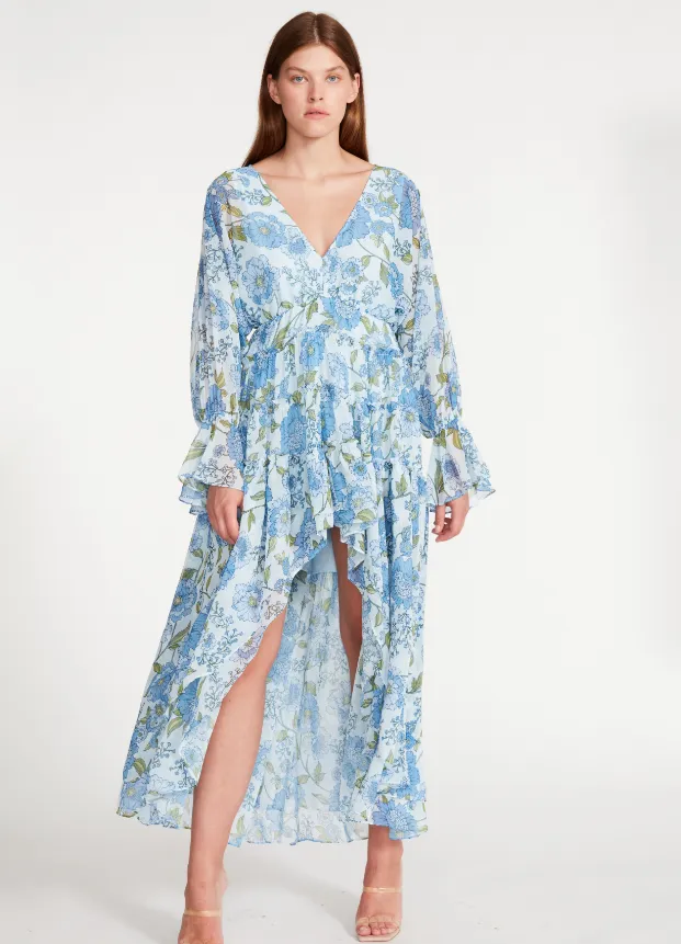 Sol Blue Open Slit Midi Dress