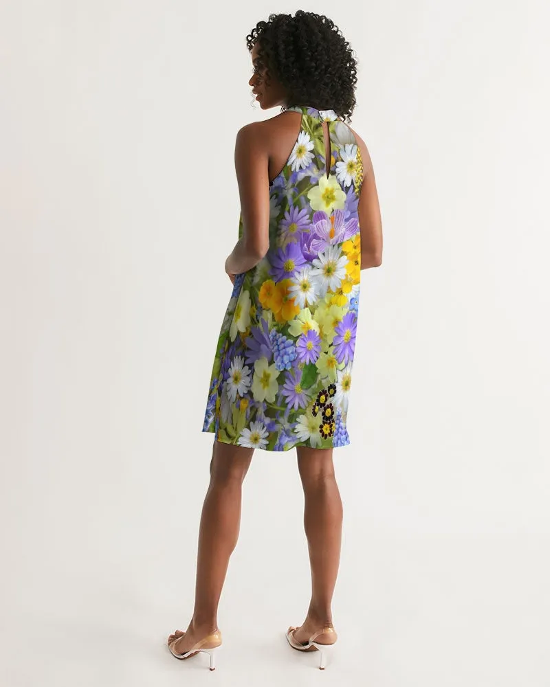 Spring Flowers Women's Halter Dress