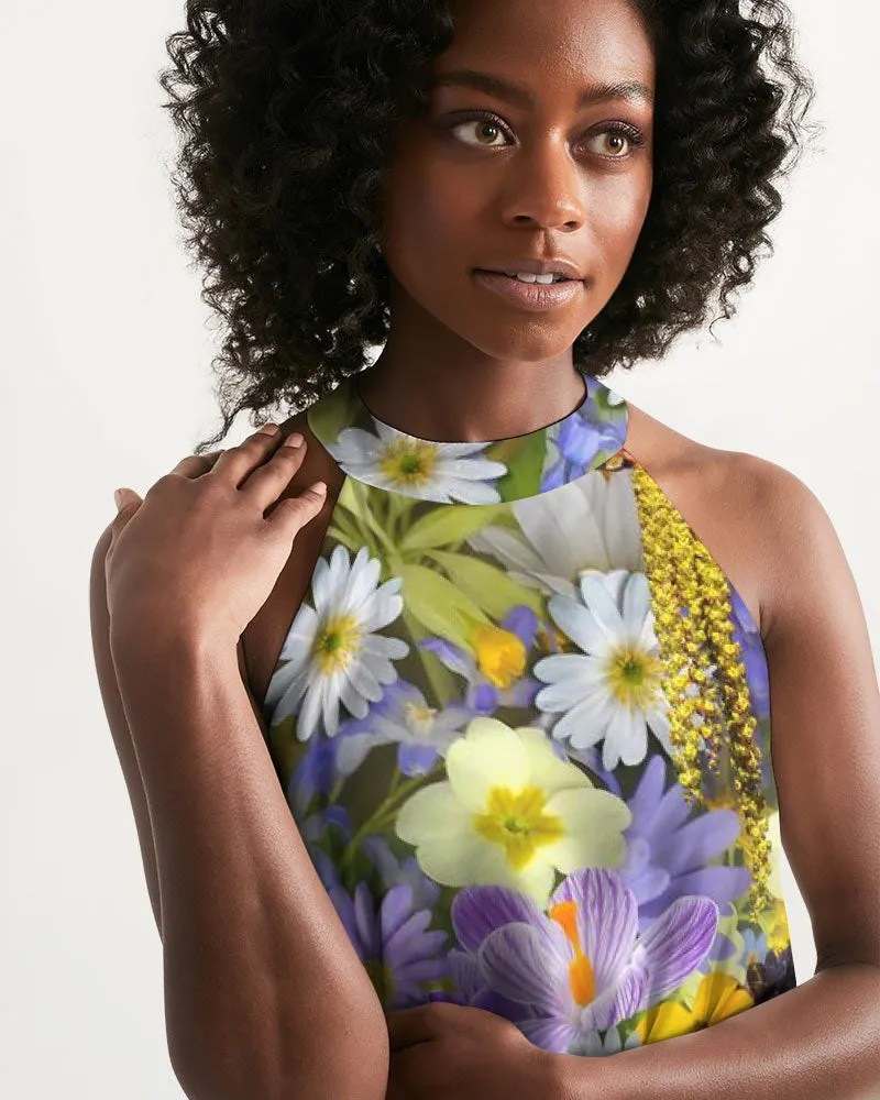 Spring Flowers Women's Halter Dress
