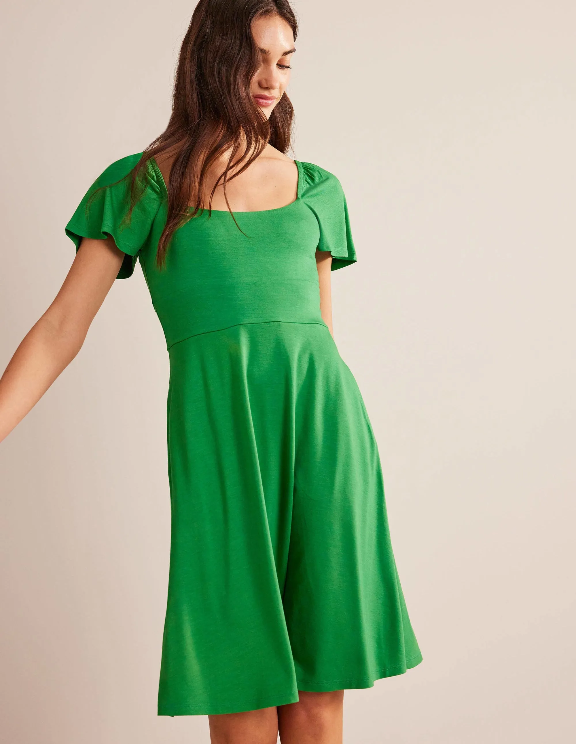 Square Neck Jersey Mini Dress-Rolling Hills