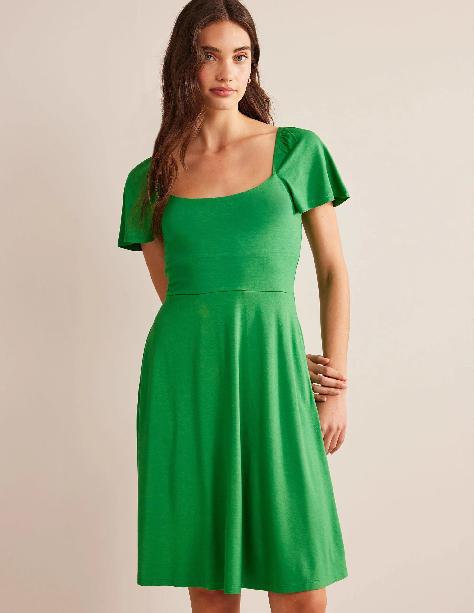 Square Neck Jersey Mini Dress-Rolling Hills