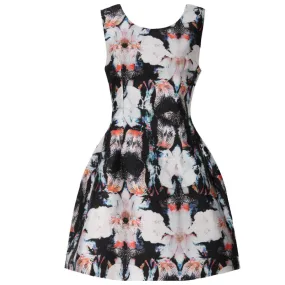 Structured Print Mini Dress  Blue SIZE M