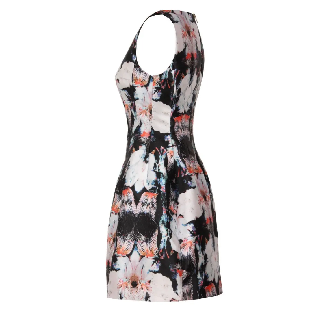 Structured Print Mini Dress  Blue SIZE M