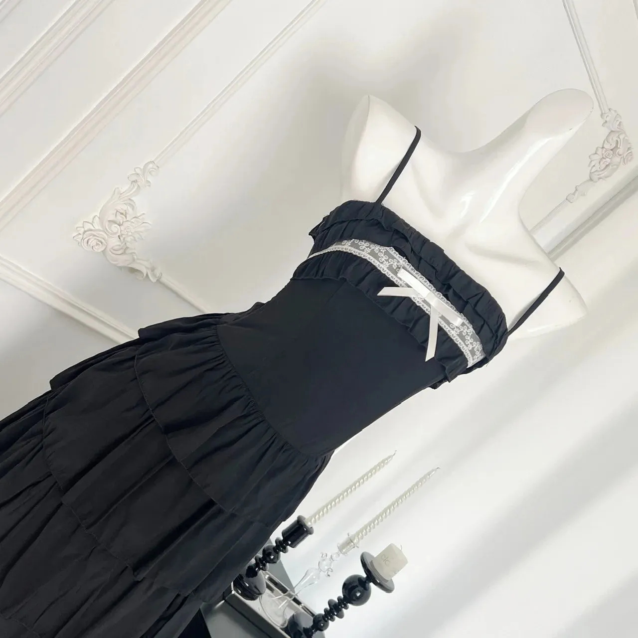 TAVIMART  -  New French Design Sense Vacation Romantic Sling Dress Women Summer Layered Ruffle Edge Slim Fit Sweet  A-Line Chiffon Dress