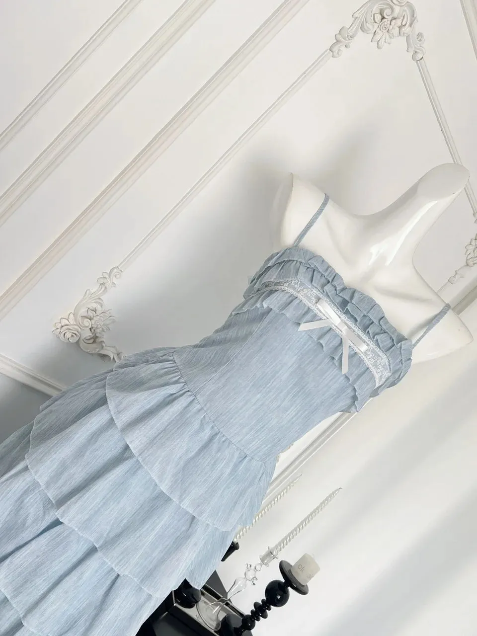 TAVIMART  -  New French Design Sense Vacation Romantic Sling Dress Women Summer Layered Ruffle Edge Slim Fit Sweet  A-Line Chiffon Dress