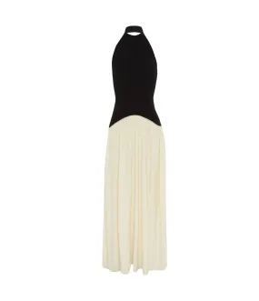 The Soglio Halter Dress in Ecru and Noir