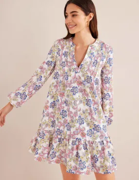 Tiered Linen Mini Dress-Ivory, Botanic Tavern