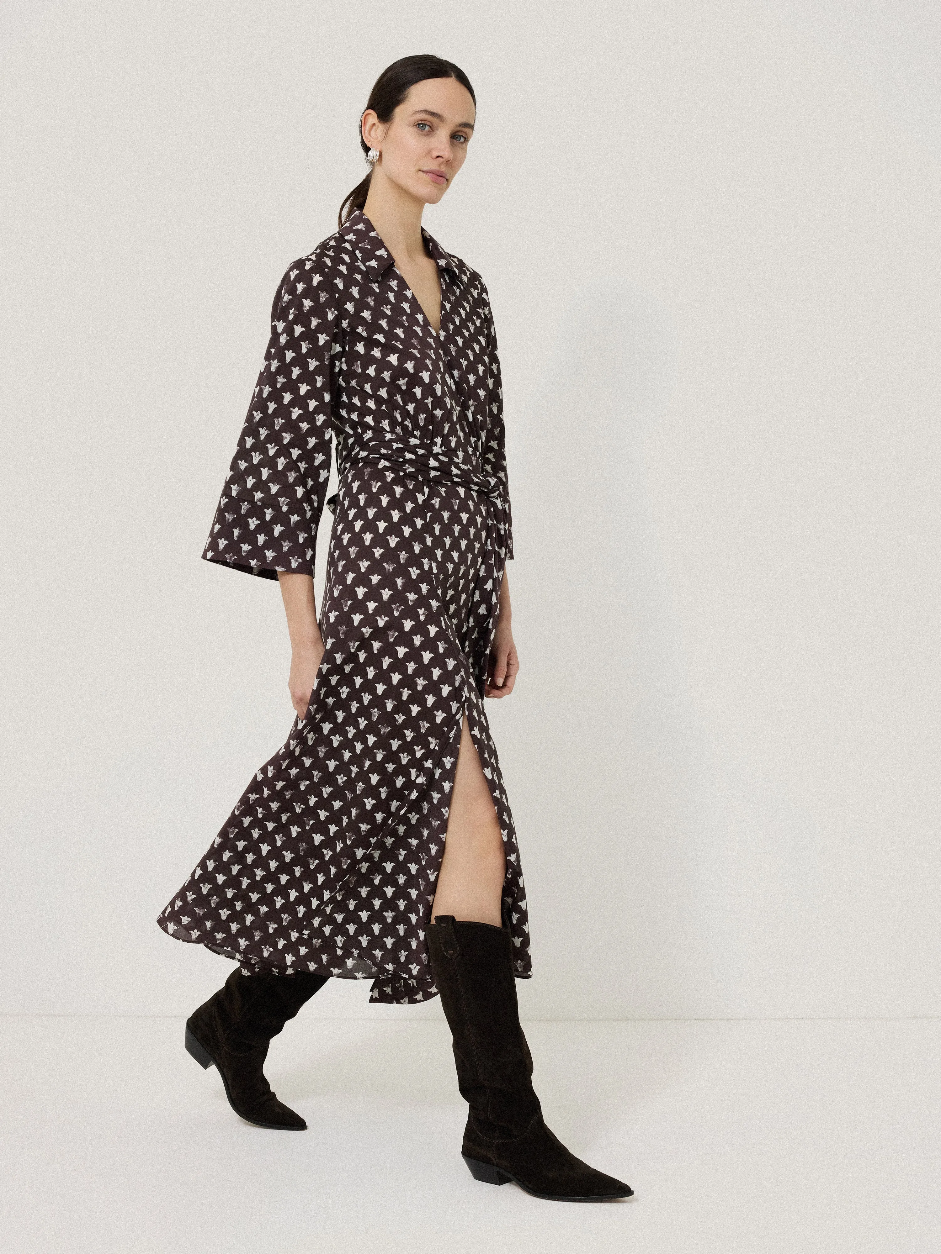 Tulip Voile Midi Dress | Oxblood
