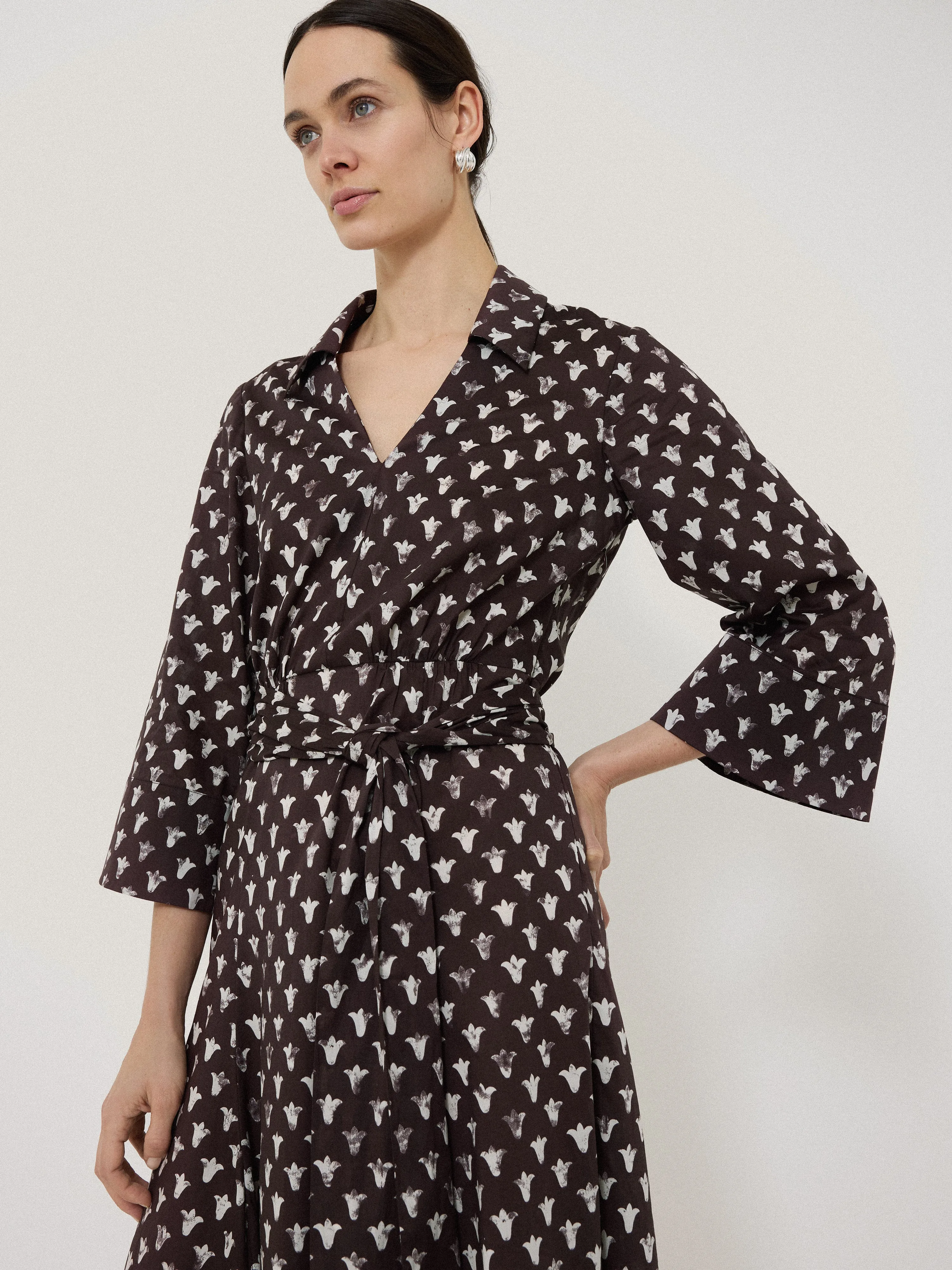 Tulip Voile Midi Dress | Oxblood