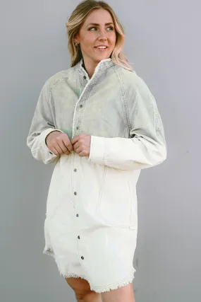 Two-Tone Raw Hem Patchwork Palette Denim Dress