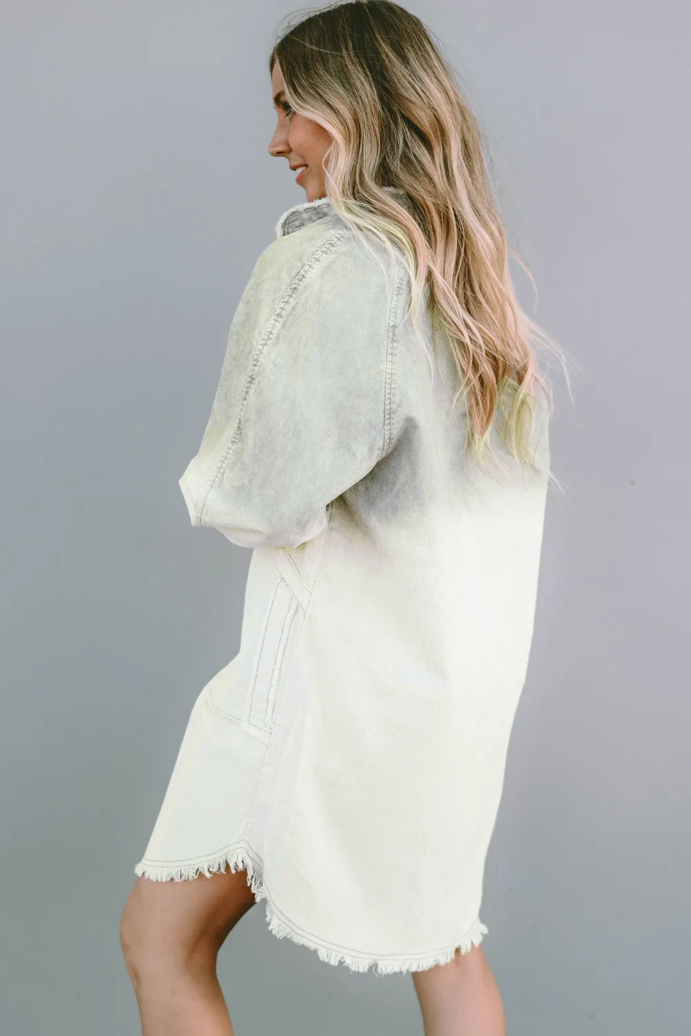 Two-Tone Raw Hem Patchwork Palette Denim Dress
